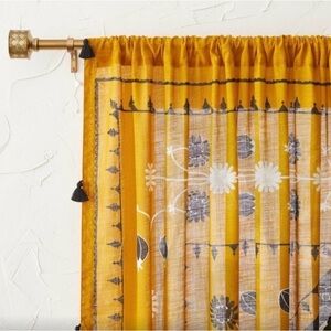 2 Opalhouse Turkish Doorway Mustard Yellow and Black Floral Curtains 63” x 50”